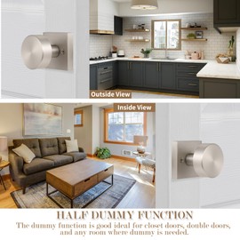 coolnews 2 Pack Brushed Nickel Dummy Door Knobs Interior, Single Sided Square Modern Dummy Door Knob Door Handle for Hall/Closet, Satin Nickel
