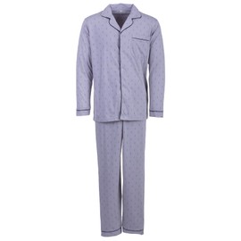 Henry Terre Men's Long Button Pocket Button Down Cotton Pyjamas, gray, XXL