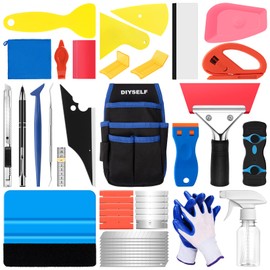 DIYSELF Car Window Tint Kit, 55 Pcs Vinyl Wrap Tool Kit, Car Window Tint Tools, Satin Metallic Finish, Multi