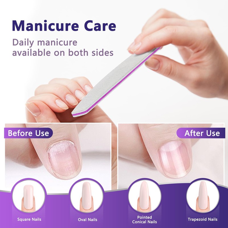 12 PCS Professional Nail Files 100/180 Grit, Four of Each,
