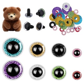 Ouligay 36PCS Crochet Safety Eyes, Stuffed Animal Eyes for Amigurumi 3D Glitter Eyes for Crochet Animals with Washers 12/14/16/18mm for DIY Making of Bear Crafts Toy Doll Crafts, 8 Colors