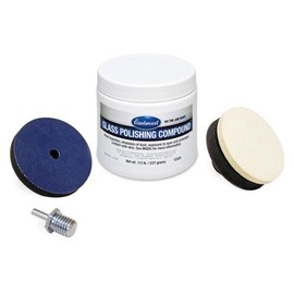 Eastwood Pro Glass Polishing Kit Scratch Haze Remover Diamond Fast Powder & Felt Polishing Buff with Drive Spindle Adapter