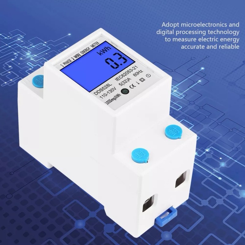 Generic Medidor De Energía Monofásico De Carril Din 5-32a Ac110-130v