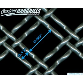customcargrills 6"x36" Aluminum Double Woven Wire Grill Mesh Sheet - Silver - Shipped Flat, 1/2 inch main opening spacing, 0.080" Wire Thickness, Diagonal Cut, Made in USA