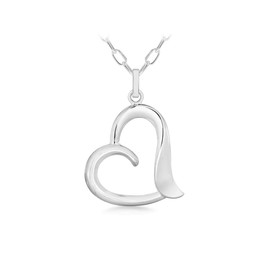 Tuscany Silver Women's Sterling Silver Open Heart Pendant on Chain of 46cm/18"