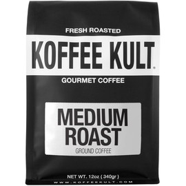 Koffee Kult Medium Roast Smooth and Flavorful Ground Coffee - Perfect for a Relaxing Cup Anytime (Medium Roast, 12oz)