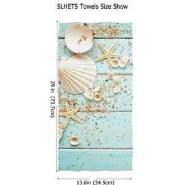 Nautical Style Starfish Hand Towels Seashells Beach Blue Wooden Bath Towels Soft Kitchen Dish Towels 13.6 X 29' for Household Daily Use | Home Decoration | Carry-On Hotel Gym Spa Sweat Towels