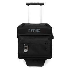 RTIC 40 Can Everyday Wheeled Cooler, Soft Sided Insulated Portable Rolling Collapsible Cooler Bag with Wheels and Handle for Outdoor, Beach, Camping, Sports, Travel, Leakproof, Black