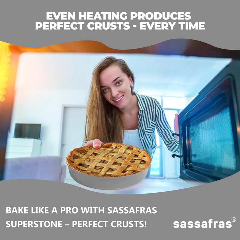 Sassafras Superstone® Stoneware Pie and Pizza Baker with Grey Glaze