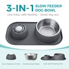 Dog Licking Bowl with Rolling Ball,Food and Water Bowl Set