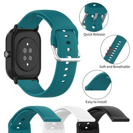 Compatible with Veryfitpro ID205L/ID205/ID205U/ID205S/ID205G/SW020/SW021 Smart Watch Bands Soft Silicone Waterproof Adjustable Replacement Bands for Willful Yamay Letscom Letsfit(Green+Black+White)