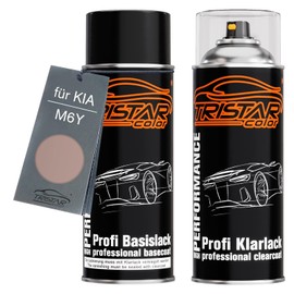 TRISTARcolor Autolack Spraydosen Set für KIA M6Y Machined Bronze Metallic Basislack Klarlack Sprühdose 400ml