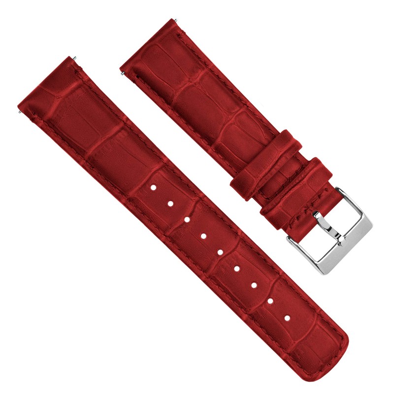 BARTON WATCH BANDS, 12mm Crimson Red - Alligator Grain -