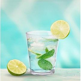 KLIFA- CHARLESTON- 16.5 & 19 oz, Set of 8, School of Fish Acrylic Drinking Glasses, BPA-Free, Stackable Plastic Drinkware, Dishwasher Safe Cups, Clear