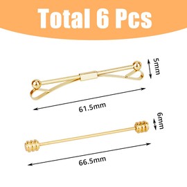 UNICRAFTALE 6Pcs Shirt Collar Clips Men's Classic Tie Clips Tight Necktie Tie Clips Silver Black Metal Necktie Pins Brass Collar Pins Tie Clips Wedding Business Collar Clips Gifts