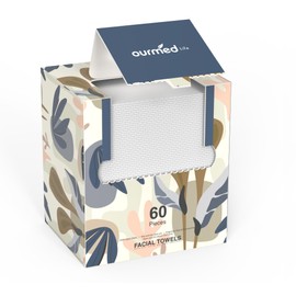 ourmed life Toalla Facial Desechable | Toallas Limpias Biodegradables Sin Pelusa | Toallitas Desmaquillantes Secas | Súper Suave Y Grueso para Pieles Sensibles | 10" X 7,87" | 60 Unidades 60 Unidades