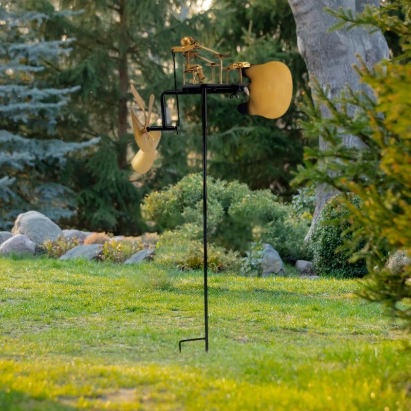 Fenteer Garden Decoration Metal Drummer Windmill Weather Vane Easy Installation
