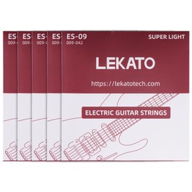 LEKATO Electric Guitar Strings Nickel Plated Steel Coated Electric Guitar Strings with Ball End 5 Set of 6 Hex Steel String(09-42)