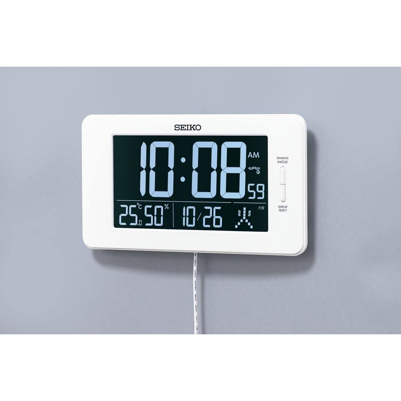 Seiko DL216W Table Clock, Alarm Clock, Radio Control, Digital, AC