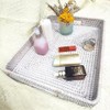 i-lan 17" Handwoven White Washed Natural Rattan Ottoman Serving Tray