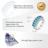 Uloveido Platinum Plated Oval Light Blue Cubic Zirconia 7 Stones
