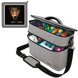 PUNALU Large bag for Toniebox including protective film suitable for Toniebox, space for 68 Tonies, set Toniebox bag + Toniebox sticker (leopard)