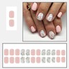 24Pcs Flower Fake Nails Square Short Press On Nails Acrylic