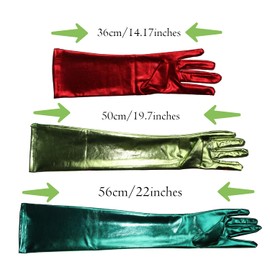 Gaoin Men's and Women's Shiny Metallic Spandex Opera Party Costume Gloves Wet Look Gloves (Purple, 22 Inches)