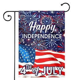 WEIXIWUYU Happy Independence Day Garden Flag American Flag12x18 Inch Double Sided Flags Home Small Decor Outdoor 4th of July Fireworks Patio Decoration Memorial Day Yard Lawn Outside Decor