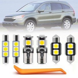 10pcs Interior LED Lights Bulb Kit for Honda CR-V CRV 2007 2008 2009 2010 2011 2012 Map Dome Trunk License Plate Lights Super Bright 6000K White Interior Light Bulbs + Install Tool