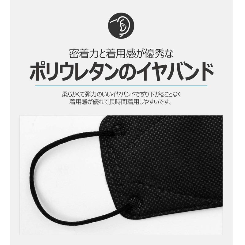 HAPPYDAY KF94 Mask, 10 Pieces, Black, 4 Layers, High Functionality,