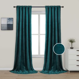 DÉCORIDEA Velvet Curtain for Room Darkening Window Curtains Panel Drapes,Thermal Insulated Velvet Blackout Window Treatment Curtain for Bedding Living Room,2 Panels (Teal, W52 X L84 inch)