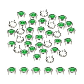 YELARXI Rhinestone Studs, Rhinestone Claw Beads Nailhead Crystal Claw Rivets Punk Spikes Decorative Round Rivets, 6 mm Fit for Clothing DIY Leather Craft Bags Belt (30 Pack, Green)
