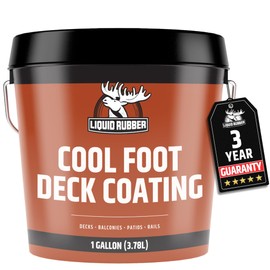 Liquid Rubber Cool Foot Deck Coating - Solar Protection Paint, Reduces Surface Temperatures by Up to 35%, Multi-Surface Cooling Decking Sealant, Waterproof, Durable Membrane, Neutral Beige, 1 Gallon