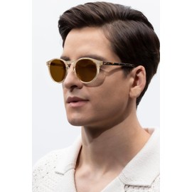 CARFIA Mens Polarized Sunglasses Vintage UV400 Protection Driving Travel Sunglasses CA5289, R3 Frame: Transparent; Lenses: Brown