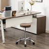 FIRAVOE Adjustable Office Stool with Wheels 19.5’’-26.6’’, Brown Thick Cushion