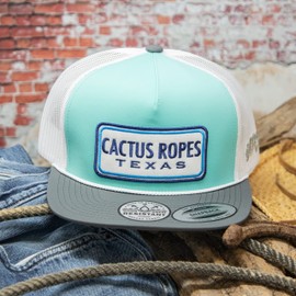 HOOEY Adjustable Snapback Trucker Hat with Cactus Ropes Logo (Mint/Grey/White), 0-8