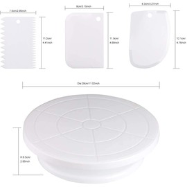 Tocadiscos para decoración de tartas, suministros para decoración de pasteles con peine de decoración/alisador de glaseado (3 piezas), 2 espátulas de glaseado con lados y ángulo. (azul)