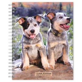 I Love Puppies | 2024 6 x 7.75 Inch Spiral-Bound Wire-O Weekly Engagement Planner Calendar | New Full-Color Image Every Week | BrownTrout | Animals Dog Breeds Puppy