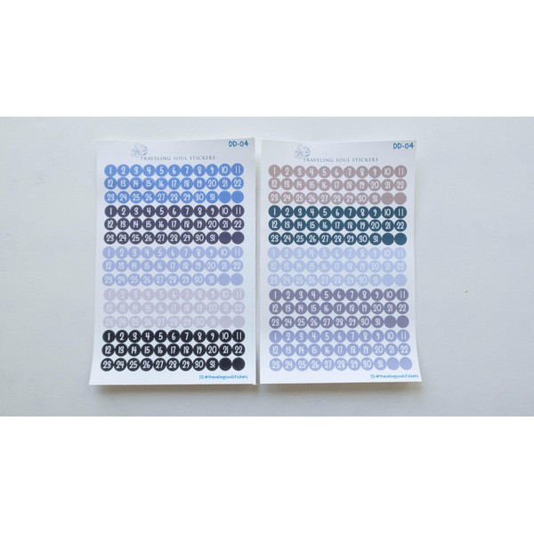 Date Dot Small Number Stickers 10 month sets, Snowy Day