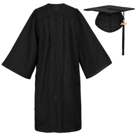 Erligo Unisex Matte Graduation Gown and Cap Set with Tassel for Middle High School Bachelor (Black, 51)