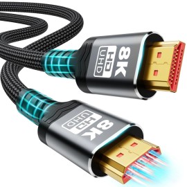 Linsaner 10K 8K HDMI Cable 2.1 - 1.5FT Ultra High Speed HDMI Cable Braided Cord 48Gbps