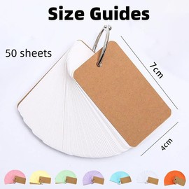 2pcs 50 Sheets Sticky Notes, Revision Flash Cards with Metal Binder Ring,Index Cards with Kraft Paper Memo Scratch Pads 40 * 70mm Pink