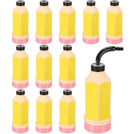 Tanlade 12 Pcs Pencil Disposable Cups with Lid and Straw Crayon Plastic Cups Tumbler 10 oz Bulk for Teacher Appreciation Gifts Birthday First Day of School Classroom Party Favors