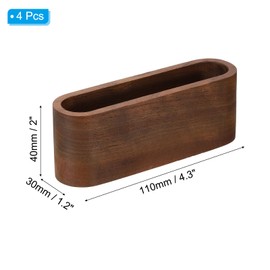 PATIKIL Business Card Holder for Desk, 4pcs Single Slot Wood Business Card Holders Wooden Card Stand Organizer Cards Display for Office Exhibition, Dark Brown