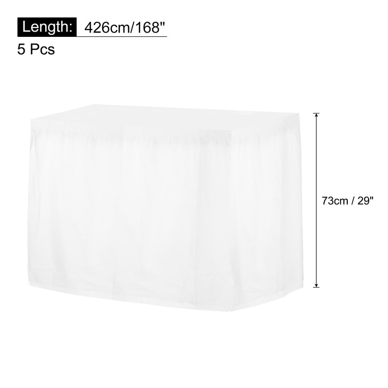 sourcing map 5 Pack White Plastic Table Skirts, 29 in
