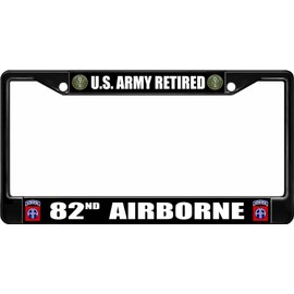 U.S. Army Retired 82nd Airborne Black License Plate Frame
