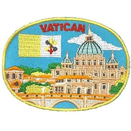Vatican Flag Rome 3 Inch Iron on Sew on Patch Travel Europe Italy Souvenir Emblem Perfect for Jackets Hats Backpacks Shirts Caps DIY Gift Patches