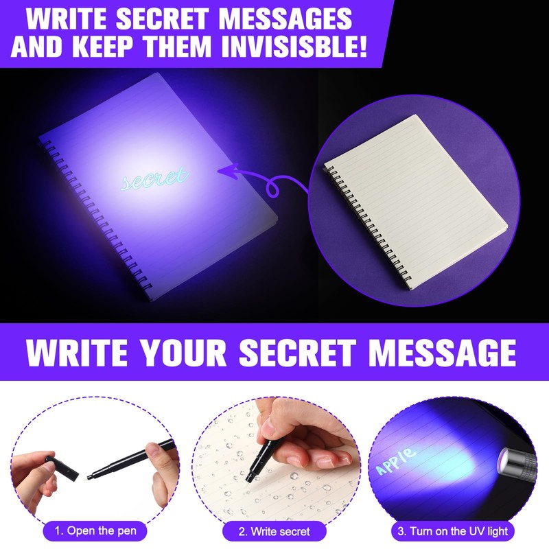 Tegeme 8 Pcs Black Light Markers Set 4 Invisible Ink