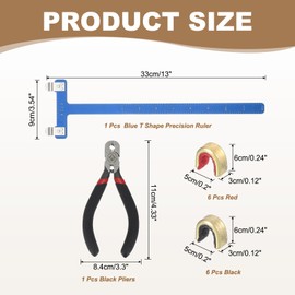 sourcing map Archery Bows Square T-Shape Ruler Tool Nocking Points Plier Set 33x9mm Turning Bow String Knock Kits for Recurve Compound Bowstrings Archery Accessories (Blue)
